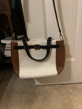 kate spade White, Brown & Black Colorblock Leather Satchel